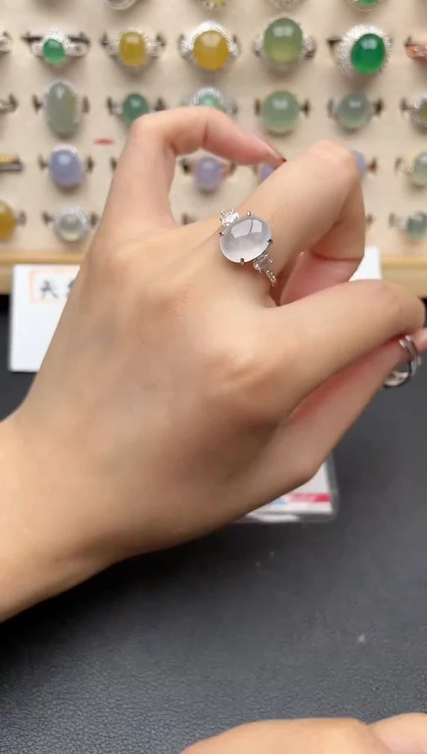 【闪购商品】翡翠戒指银S925镶嵌一物一证一礼盒