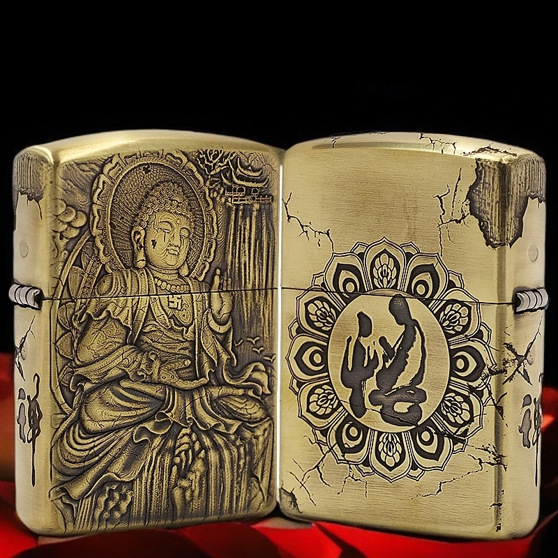 ZIPPO/之宝打火机黄铜盔甲【3D大日如来-悟】原装正品煤油机DYJ1