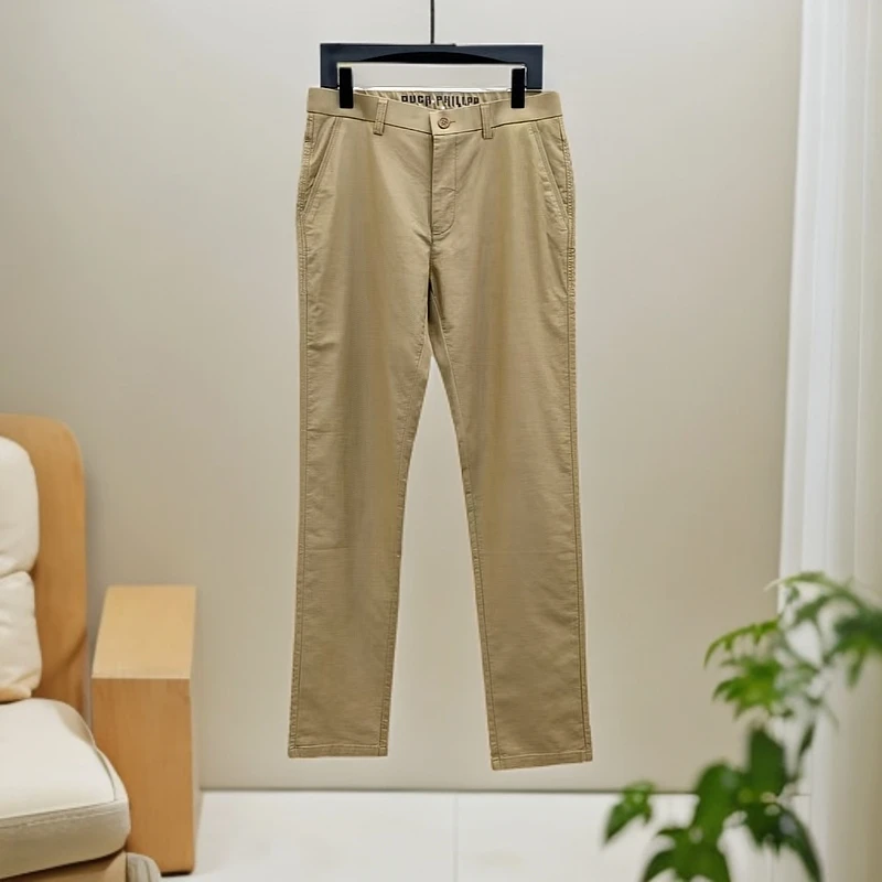 【休闲裤3004】男士夏季轻奢商务经典百搭修身驼色长裤休闲裤