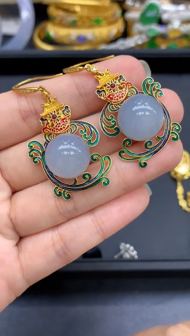 18K金镶嵌翡翠耳饰812-中国好珍宝