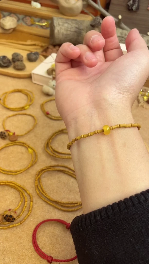 竹节手串一物一拍加黄水晶跑环单圈