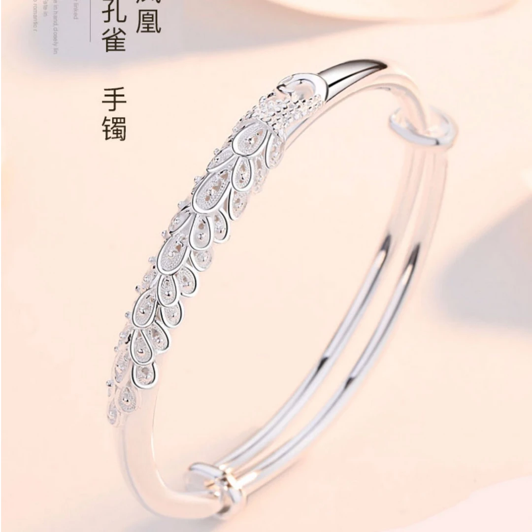 足银手镯 A81银手镯9999银实心民族风银镯子首饰送妈妈