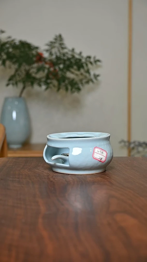 26#温茶炉 天青 微瑕 朱家汝窑款