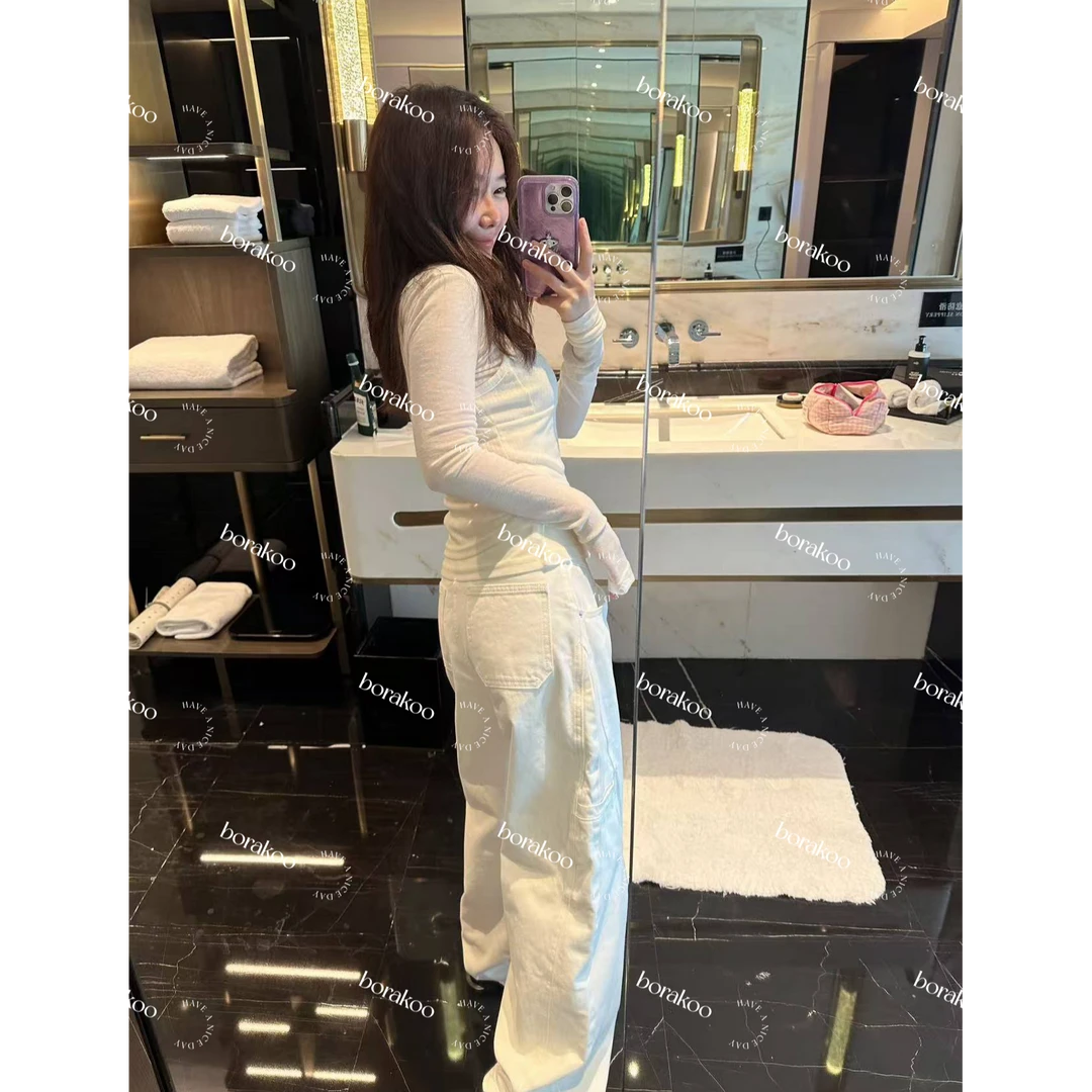 【BORAKOO】年会米白色显瘦弯刀休闲裤   S