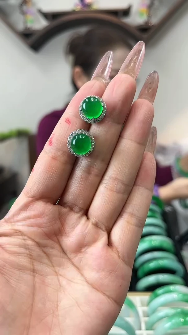 【闪购商品】翡翠耳饰未镶嵌a36 耳钉