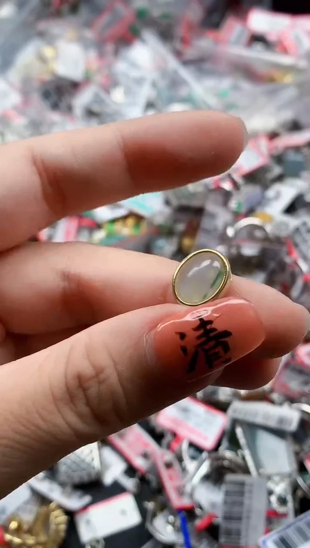 银S925镶嵌戒指翡翠天然A货缅甸翡翠