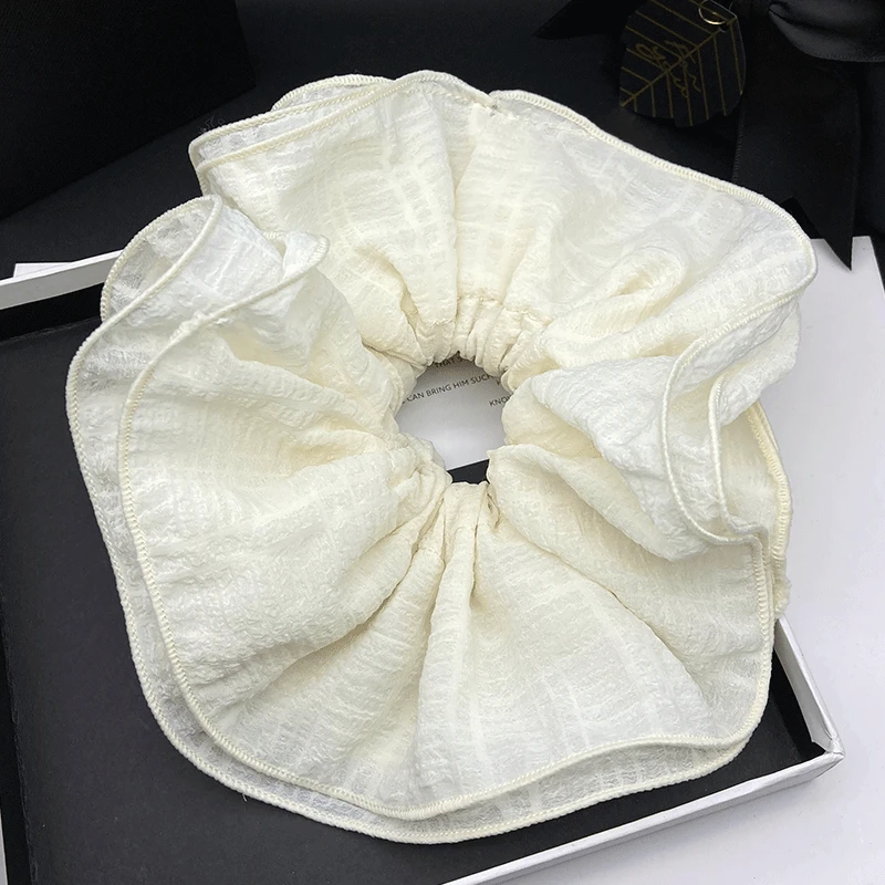 韩系温柔花边褶皱大肠发圈2025高级感扎头发马尾超大头花发绳头饰