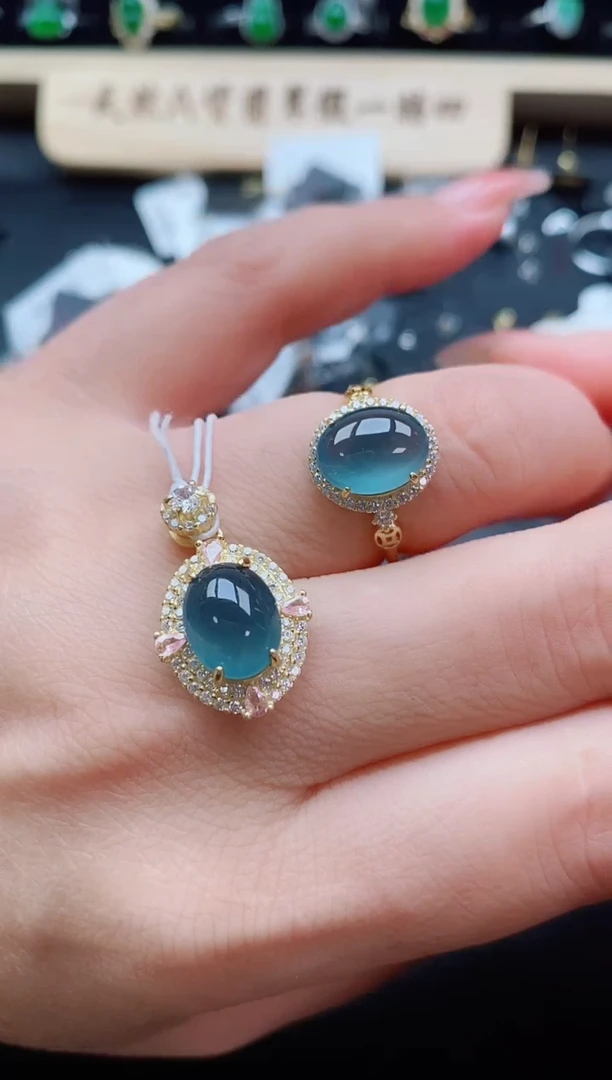 银S925镶嵌戒指翡翠1