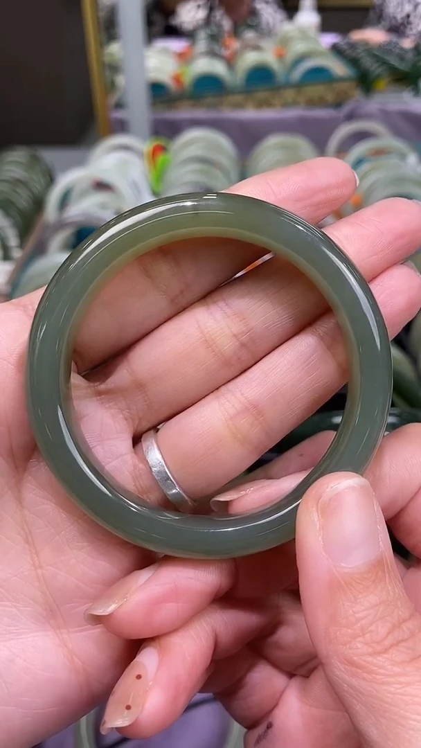 未镶嵌手镯和田玉和田玉青海料手镯53.4mm