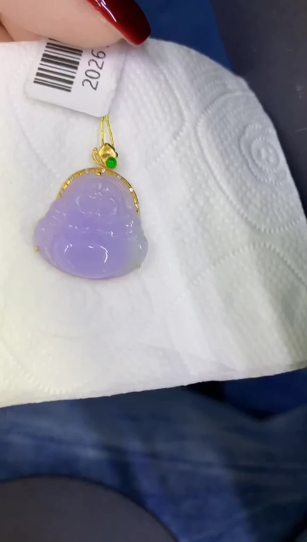 颈饰18K金镶嵌翡翠缅甸天然翡翠A货