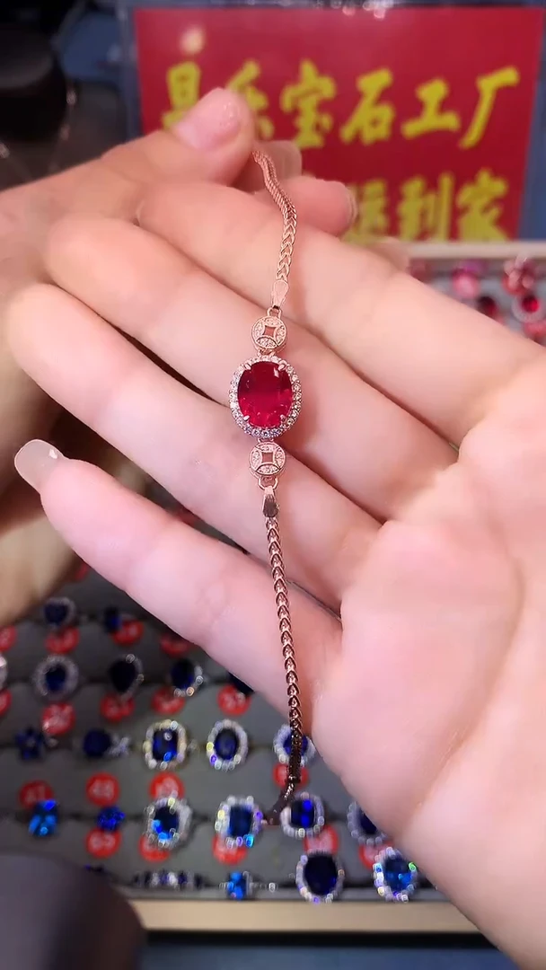 【闪购商品】红宝石手链银S925镶嵌1111111