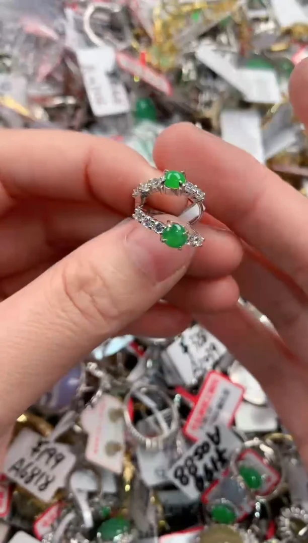 银S925镶嵌戒指翡翠222       9