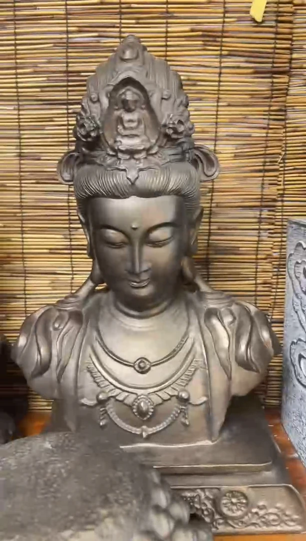 石材50观音半身像天然青石雕刻
