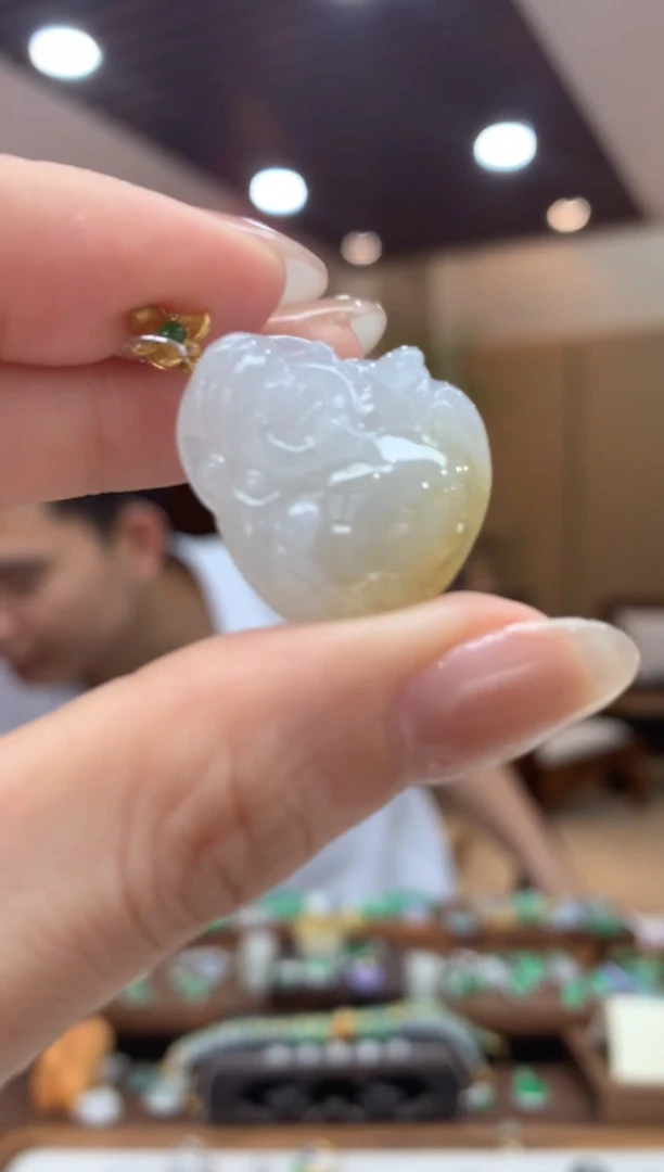 翡翠18K金镶嵌吊坠(不含链)财神