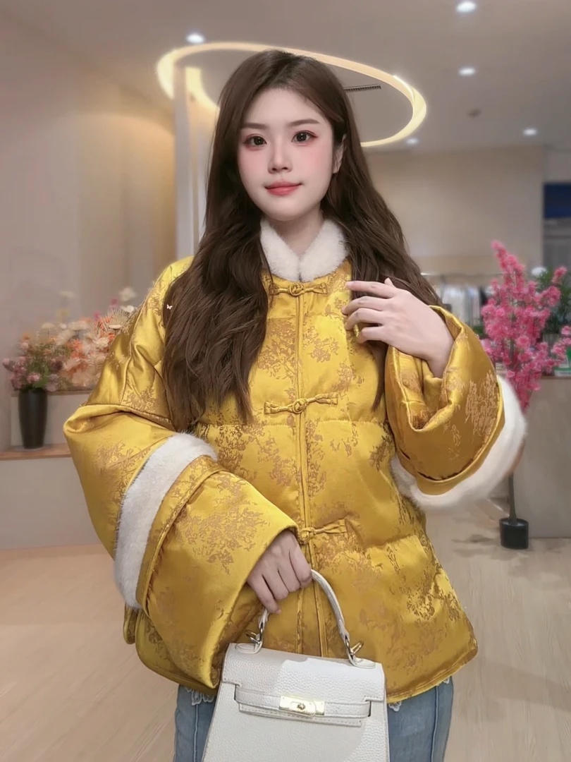 (七艺自制)新中式加厚中国风民族风立领羽绒服 2527