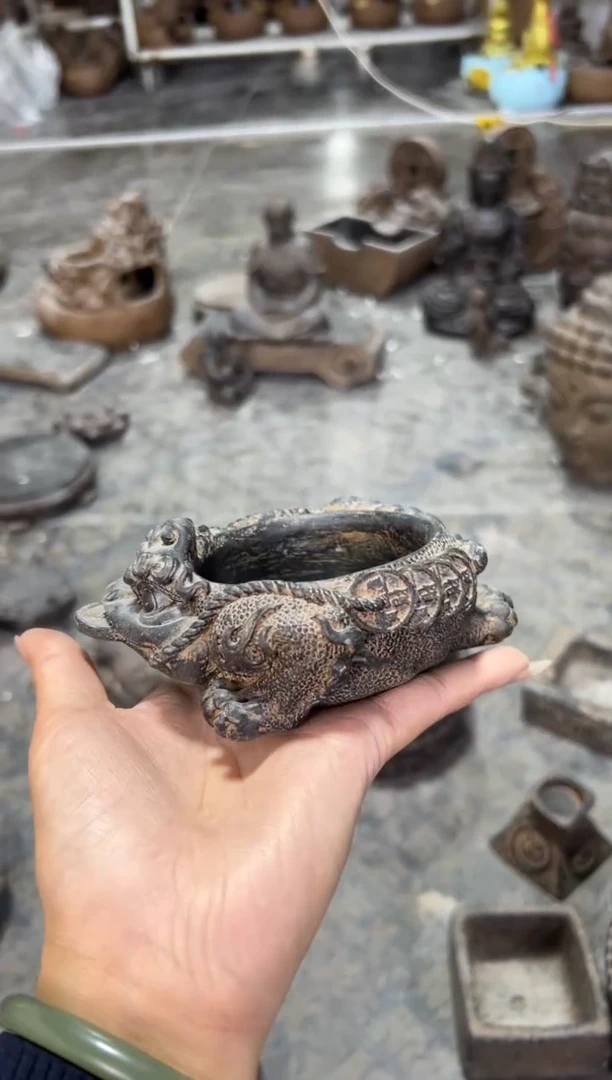 陶土【合成青石】金蟾盆