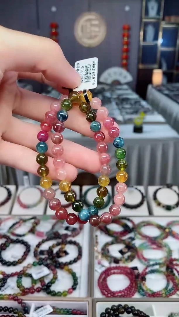 未镶嵌透体老矿碧玺单圈手串7mm+碧玺xion多样性发货一条