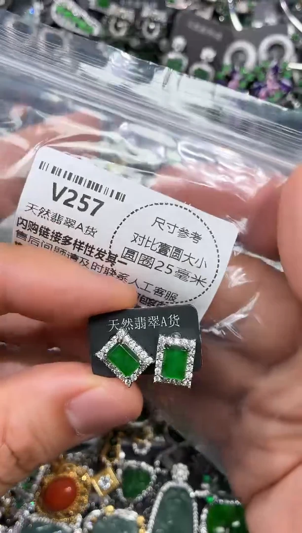 颈饰未镶嵌翡翠V257耳钉
