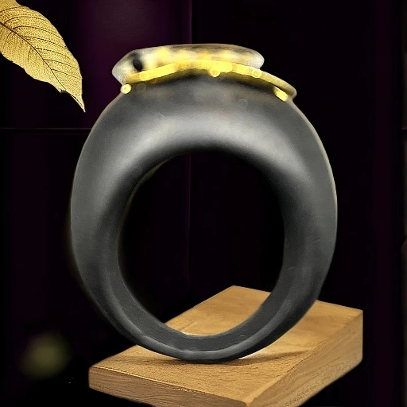 非金属亚克力戒指 【伊琳甄选】6码精美百搭素款香木头戒指时尚黑色