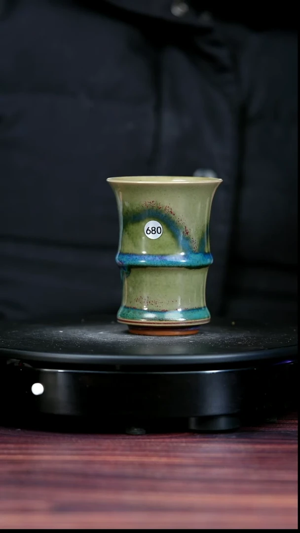 盖碗瓷680#李盼龙一级品原矿钧瓷高竹节杯