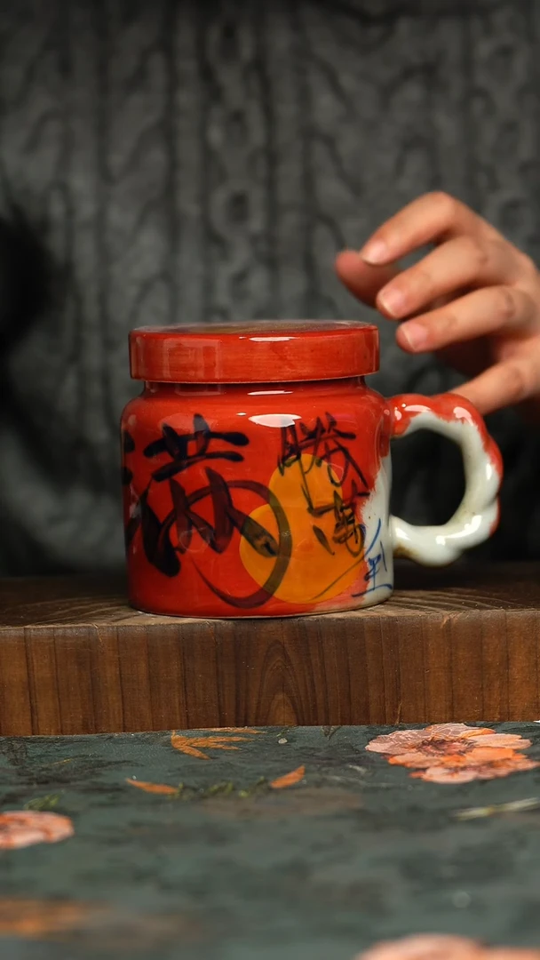 杯釉下彩手工手绘同款陶器