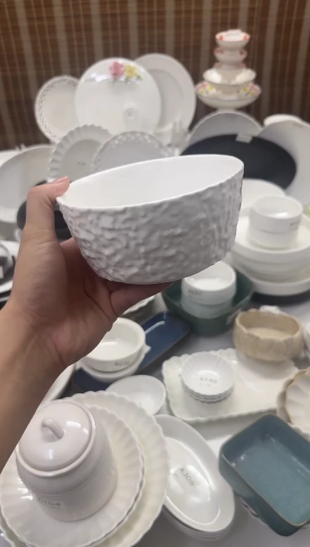 瓷【7.9】石纹6寸面碗白色