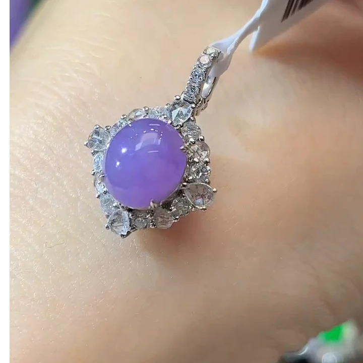 吊坠(不含链)18K金镶嵌翡翠D26紫货有色差总 15800定5000差10800