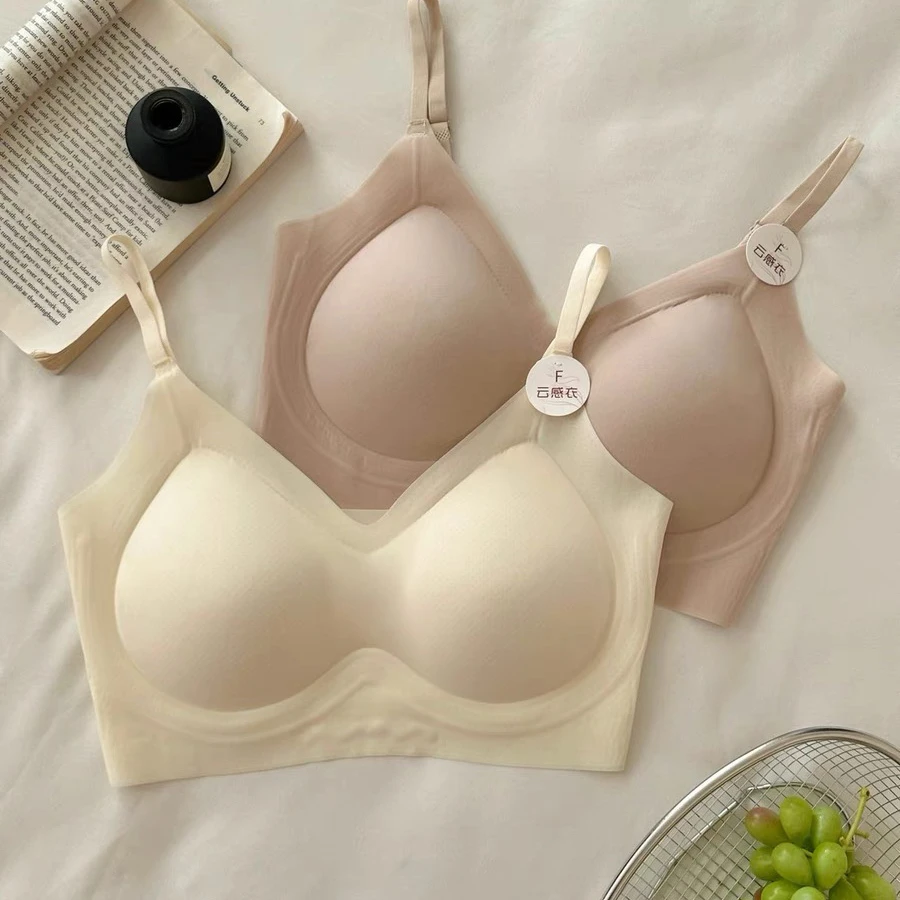 云感无痕冰丝抹胸女夏季超薄裸感兔耳朵杯显小内衣防走光裹胸内搭