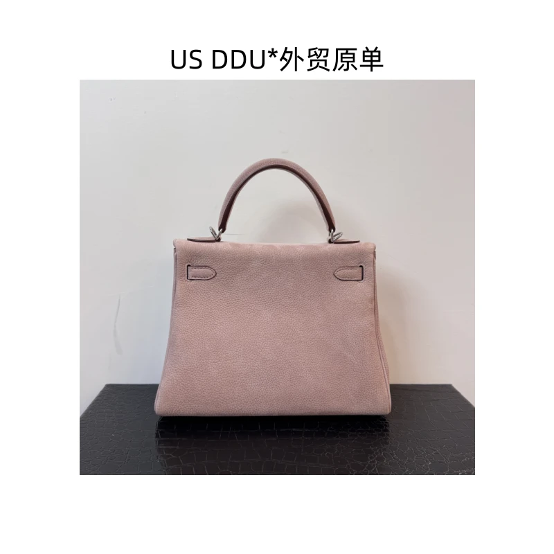 A195 干枯玫瑰银扣凯莉25内缝鹿皮手提包1391/D014