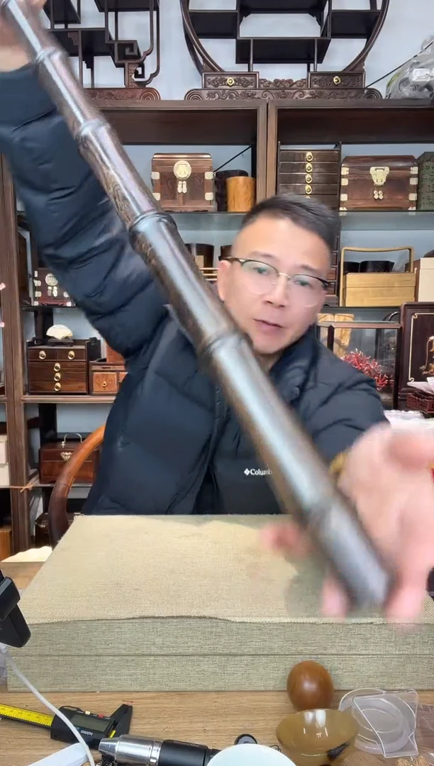 乌木类书架939紫光檀整木竹节棍60公分 小号