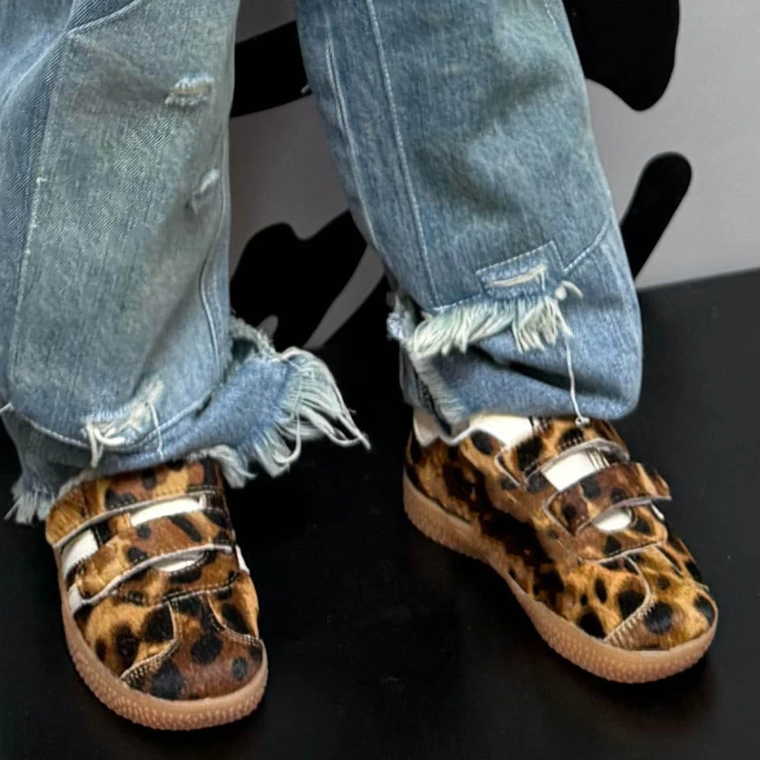 大金定制春季新款男女童魔术贴豹纹德训鞋百搭休闲鞋