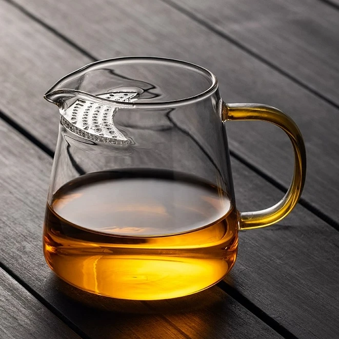 玻璃公道杯茶漏一体绿茶公杯月牙滤网功夫分茶器专用茶具家用泡茶
