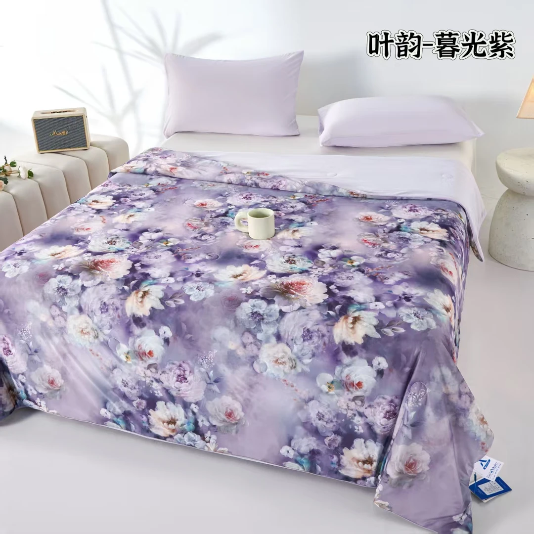 【宠粉福利】DJ数码印花凉感丝夏被系列-叶韵暮光紫