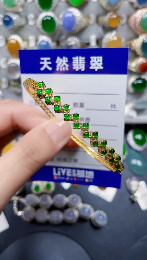 银S925镶嵌手镯翡翠173