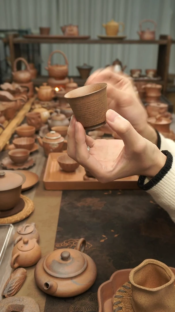 原矿料老岩泥  跳刀螺旋纹树桩杯60ml