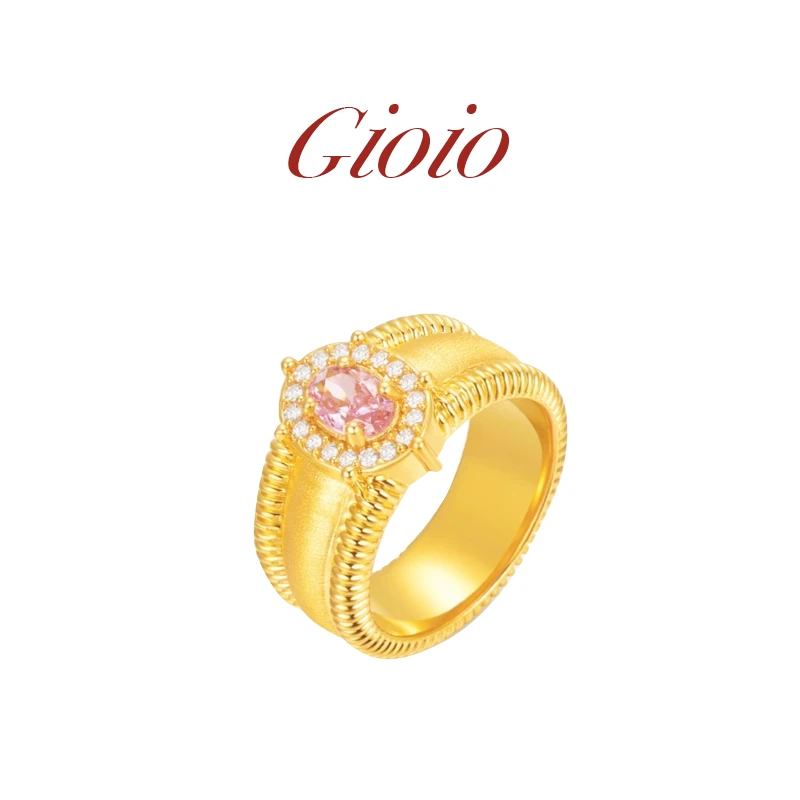 GIOIO粉色白色双色鸽子蛋戒指活口