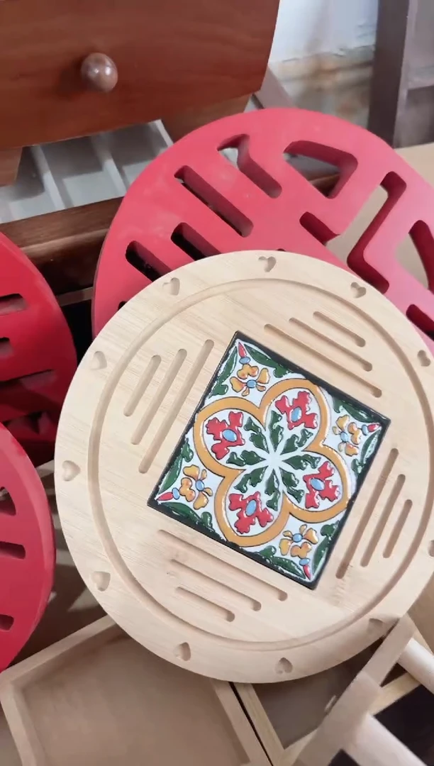 圆形竹木，隔热垫