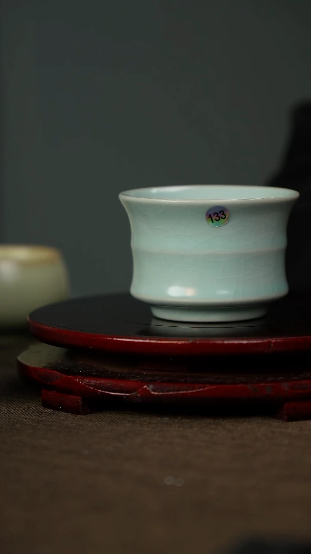 全品 竹节杯 带底款 仿古釉133