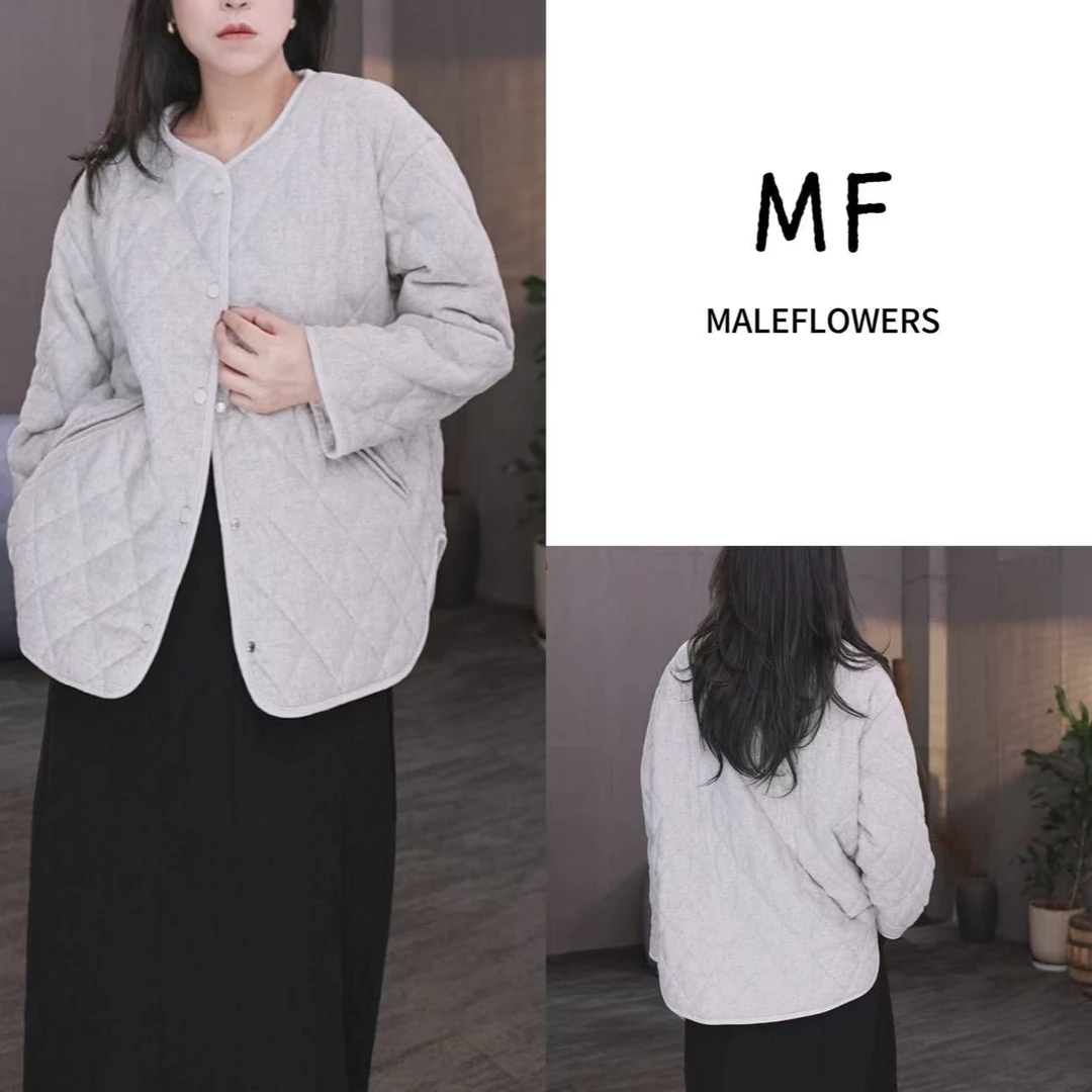 东倪MF 澳洲进口初剪羊毛棉服加厚毛呢菱格时尚外套 85D88216-8