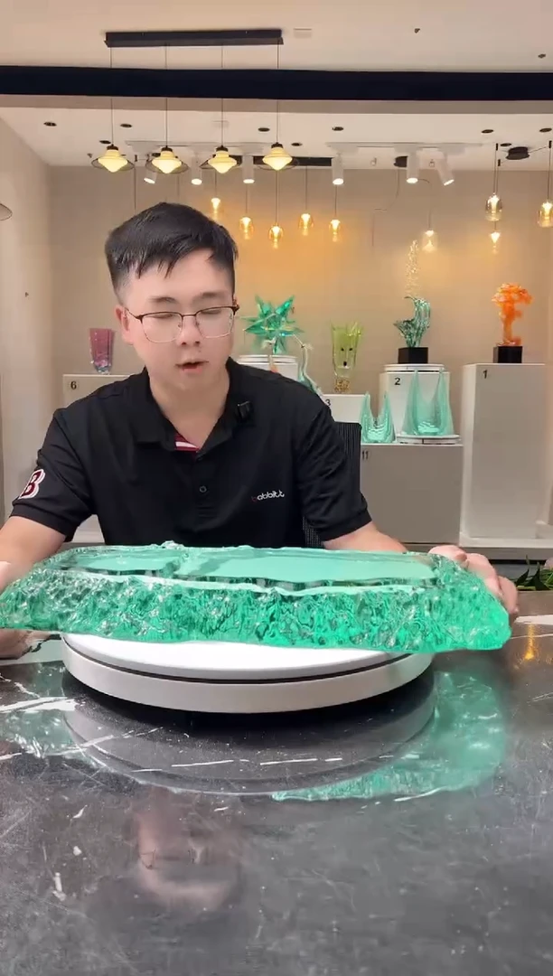 摆件巴比特美学 绿色山河茶盘