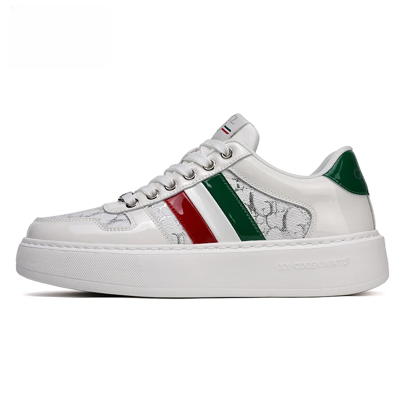 【酷奇正品】时尚复古  轻奢港风  真皮板鞋 情侣款 厚底百搭休闲鞋