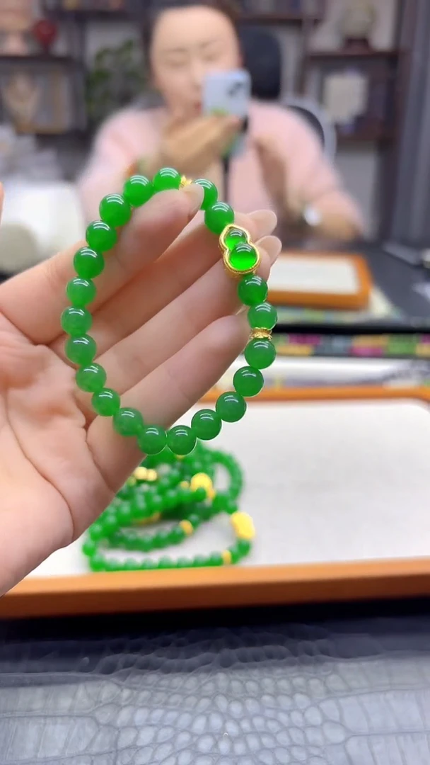 14K金镶嵌手链翡翠DIY款S978