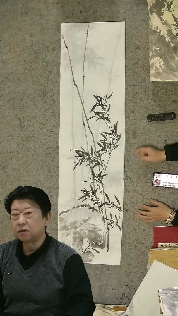 国画四尺对开  墨竹条屏 34*138cm