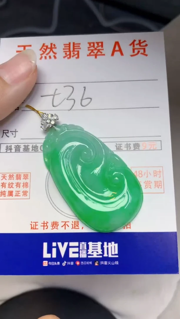 颈饰18K金镶嵌翡翠天然缅甸A货翡翠
