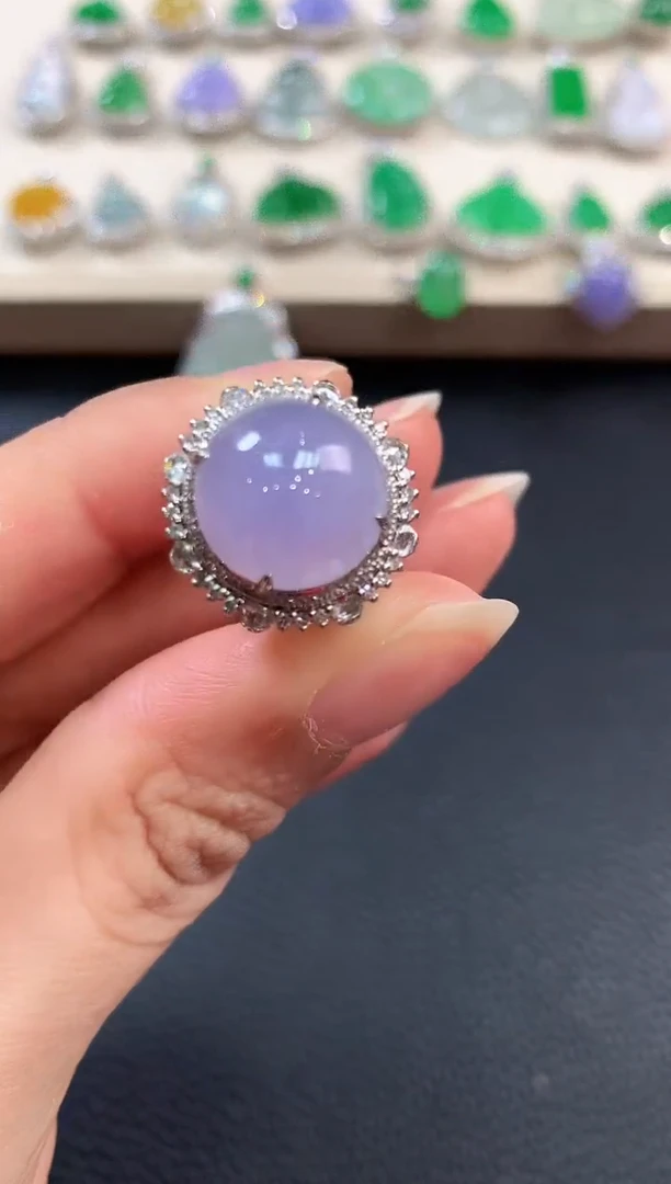 【闪购商品】翡翠戒指18K金镶嵌b130有色差