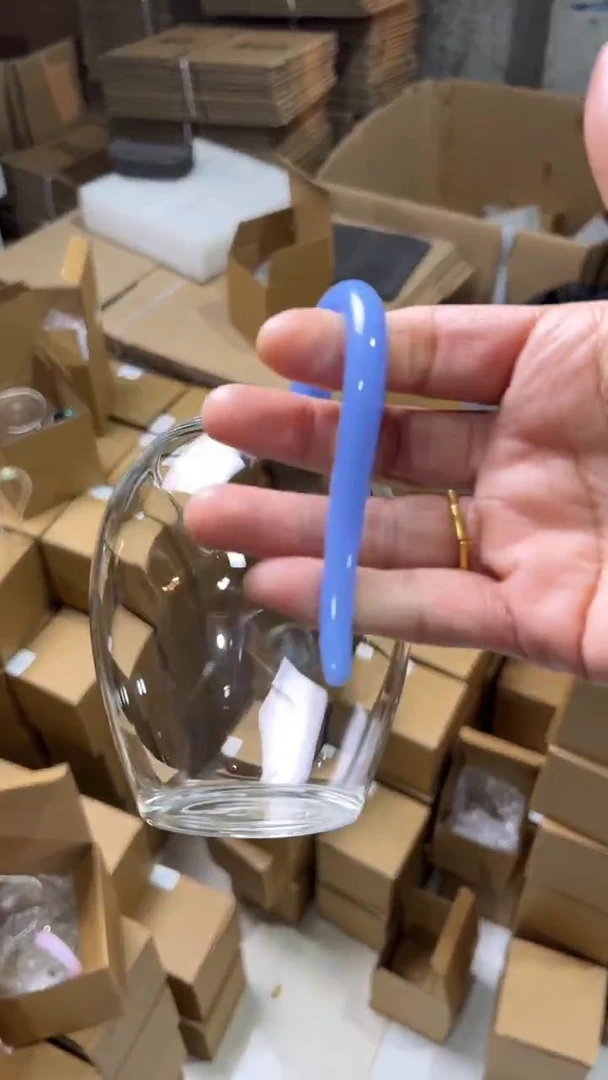 手工艺品玻璃怡然公杯 蓝玉把