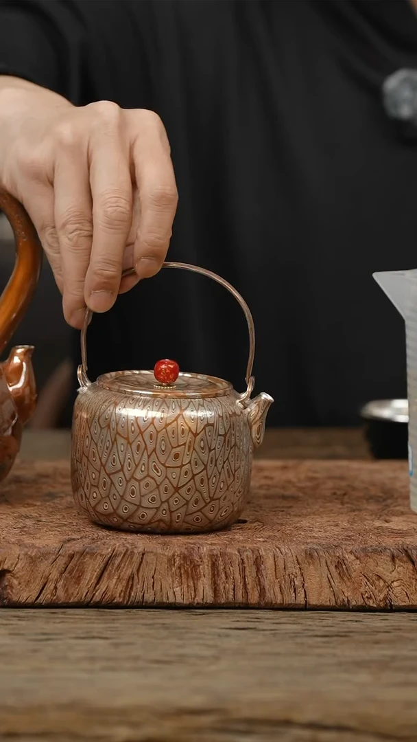 银器丨MWJ圆筒小提梁（冰裂纹）