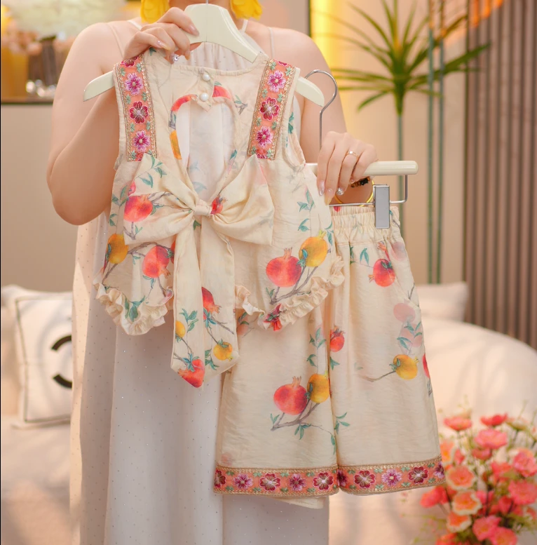 【榴华锦裳】中国风国风夏季套头碎花套装汉服唐装夏装童装中式F122