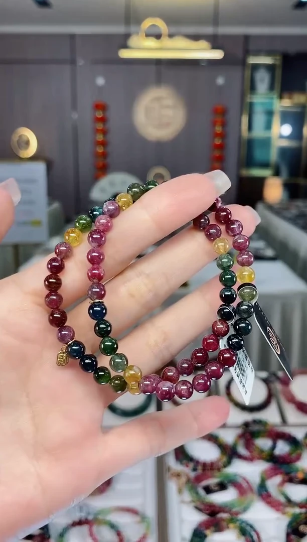 老矿碧玺单圈手串5mm+未镶嵌碧玺hon多样性发货一条