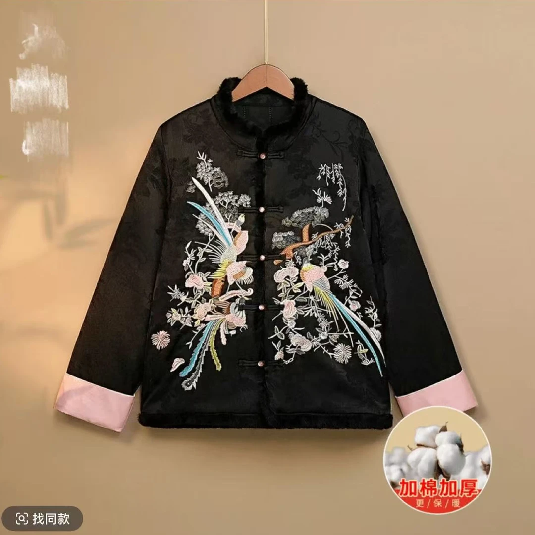 《墨闻》加棉加厚国风中式气质加厚开衫上衣外套0789
